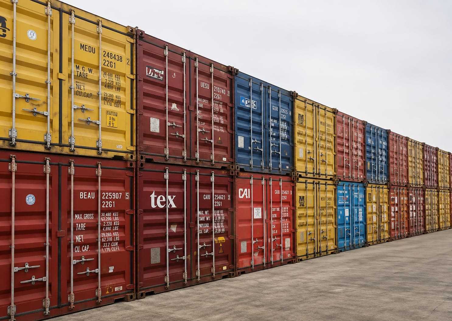 Containers lined up on the depot yard